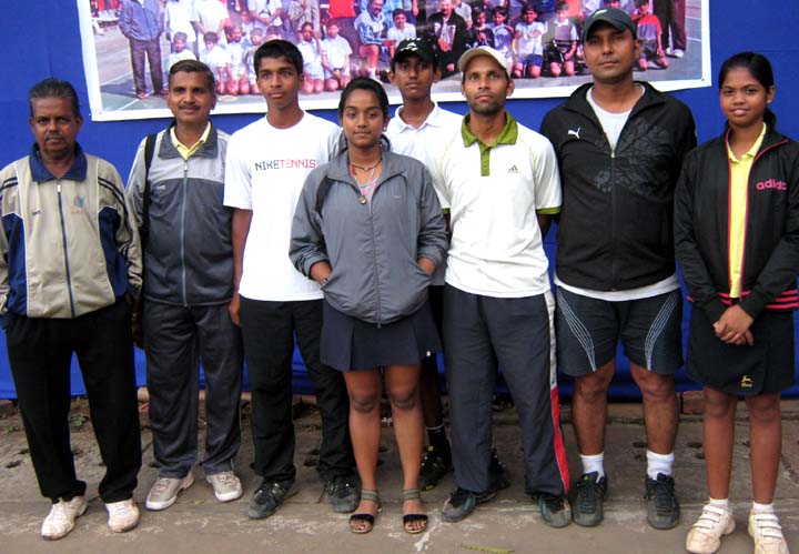 Title winners of the 11th Nalco Open All-Orissa Tennis Tournament in Bhubaneswar on <b>Dec 13, 2009.