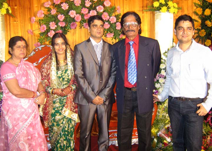 Swayangsu Satyapragyan with wife Sabita, parents and brother at his wedding reception party in Bhubaneswar on <b>Dec 15, 2009.