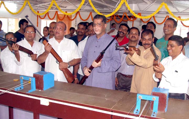 An indoor shooting range is inaugurated at Utkal Karate School in Bhubaneswar on March 17, 2010.