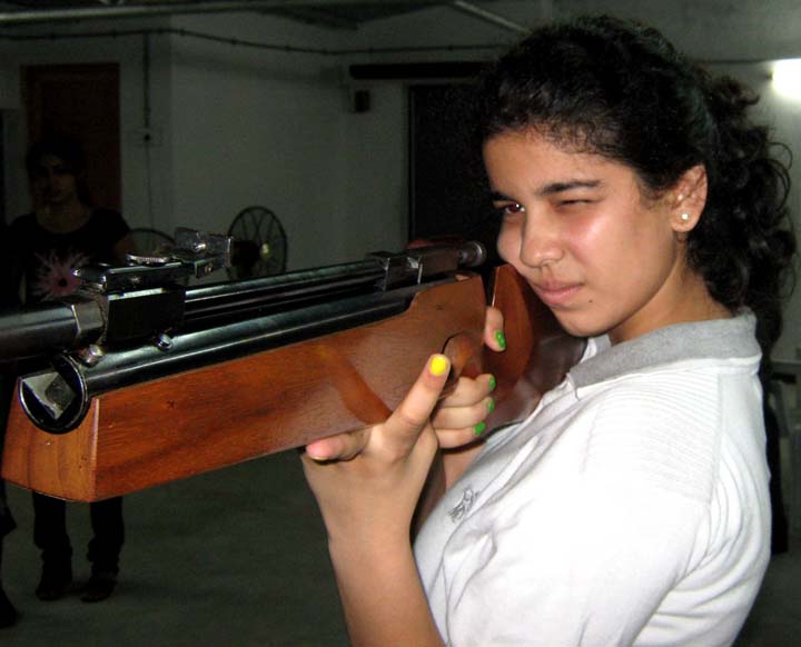 Oriss-born international shooter Shriyanka Sadangi at Utkal Karate School in Bhubaneswar on June 25, 2010.