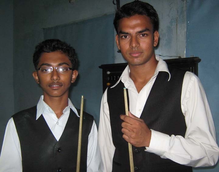 Cueists Nishant Biswal (Right) and Ashutosh Padhy in Bhubaneswar on July 3, 2010.