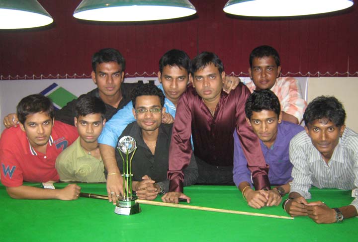 Prize winners and competitors at the closing function of the SJ Cup Snooker Tournament in Bhubaneswar on August 14, 2010.