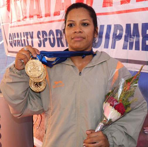 Odisha lifter Tikina Gopal at the Senior National Championship in Berhampur on Dec 25, 2011.