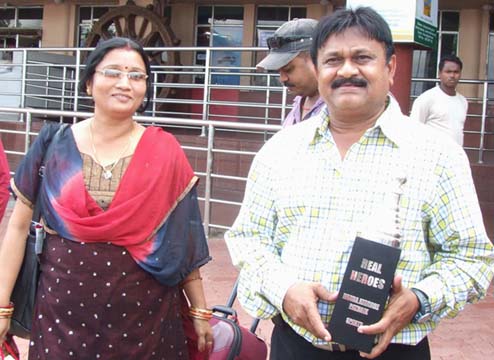 Eminent football coach Nanda Kishore Patnaik with wife Sanju Mohanty in Bhubaneswar in 2011.
