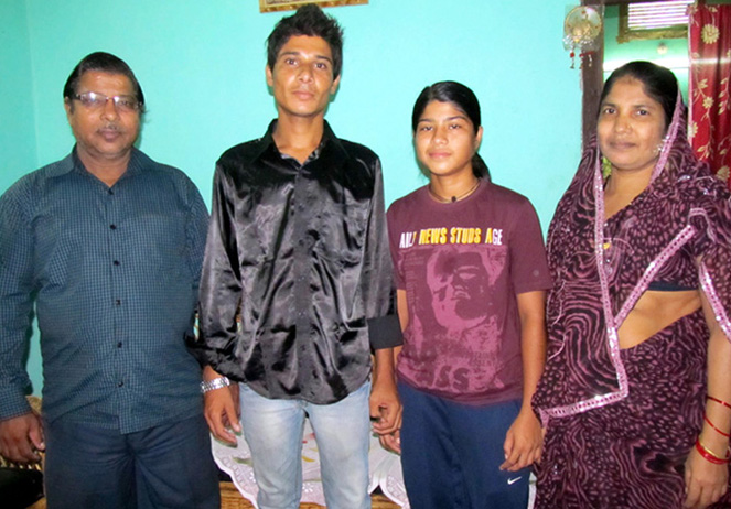 File photo of woman cricketer Rasanara Parbin with her parents and brother.