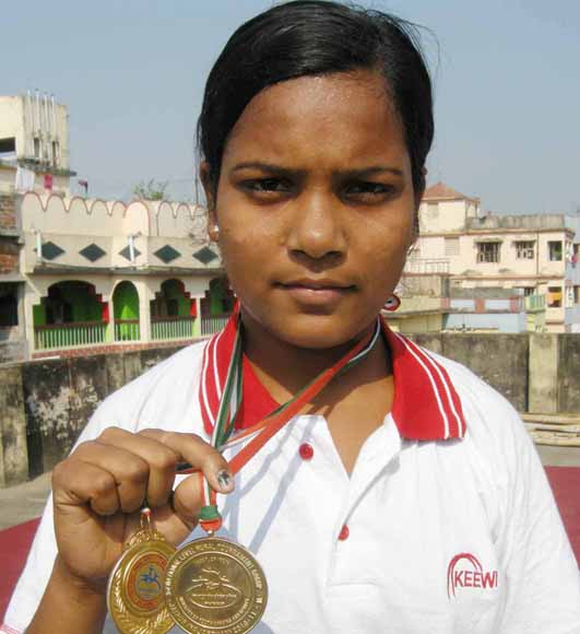 Odisha girl wrestler Manisha Behera in Cuttack on March 6, 2011.