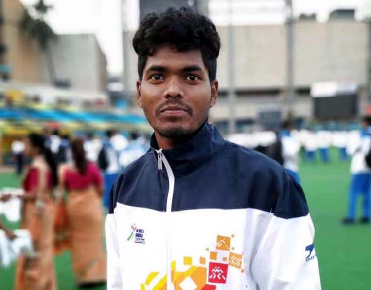 Nilam Sanjeep Xess after leading Odisha U-21 boys team to gold medal win in the 2nd Khelo India Youth Games at Mumbai on Jan 15, 2019.