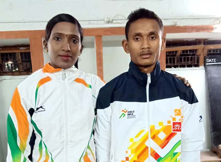File photo of Odisha woman weightlifter-turned coach Sita Jena with her student Bhaktaram Desti.