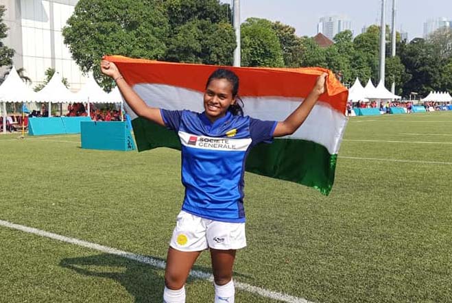 Odisha woman international Meerarani Hembram at the Asia Rugby Seven Trophy in Jakarta on 11 August, 2019.