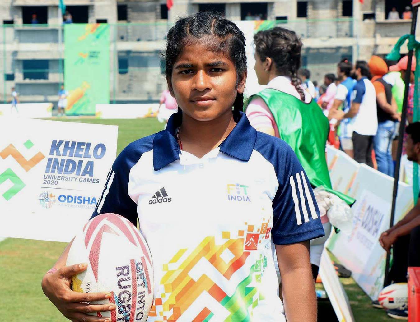 Odisha female rugby player Soni Mandangi at the Khelo India University Games in Bhubaneswar on 27 March, 2020.