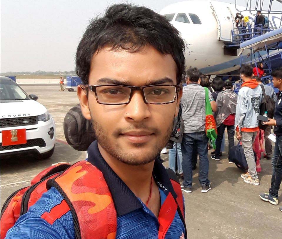 Odisha cricketer Amrit Khatua at an airport on 18 February, 2019.