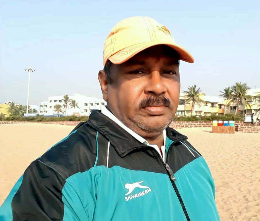 Undated picture of Odisha gymnast-turned-coach R Mohan at Puri beach in Puri.