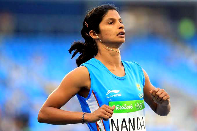 Odisha woman sprinter Srabani Nanda in action at the Rio Olympic Games, 2016.
