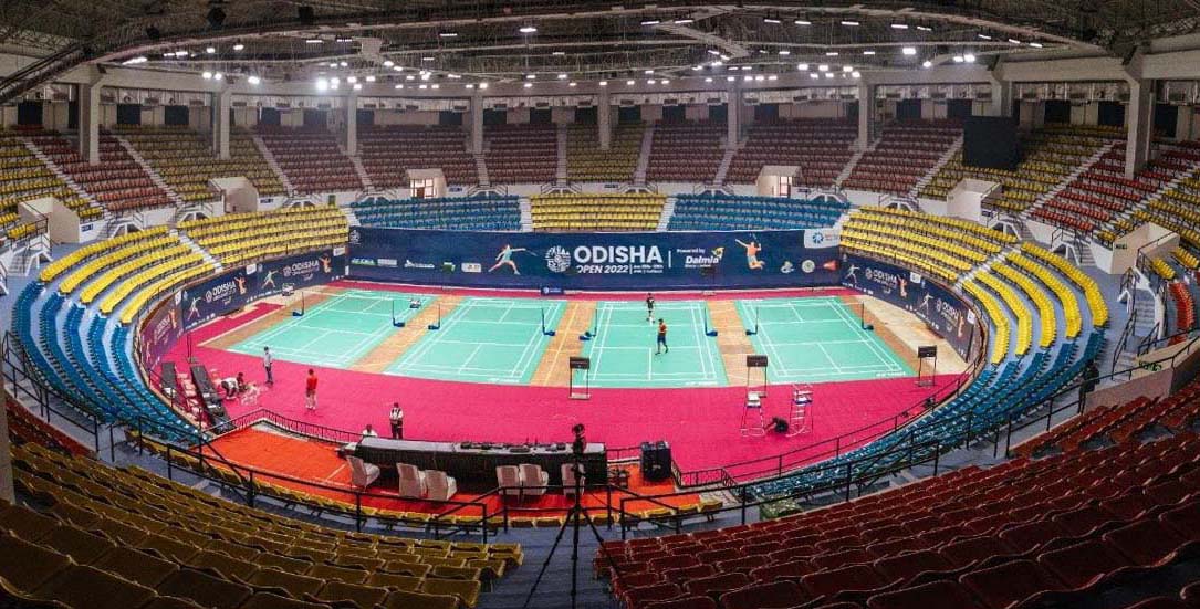A view of Jawaharlal Nehru Indoor Stadium, Cuttack ready to stage the Odisha Open International Badminton Tournament from 25-30 January 2022.