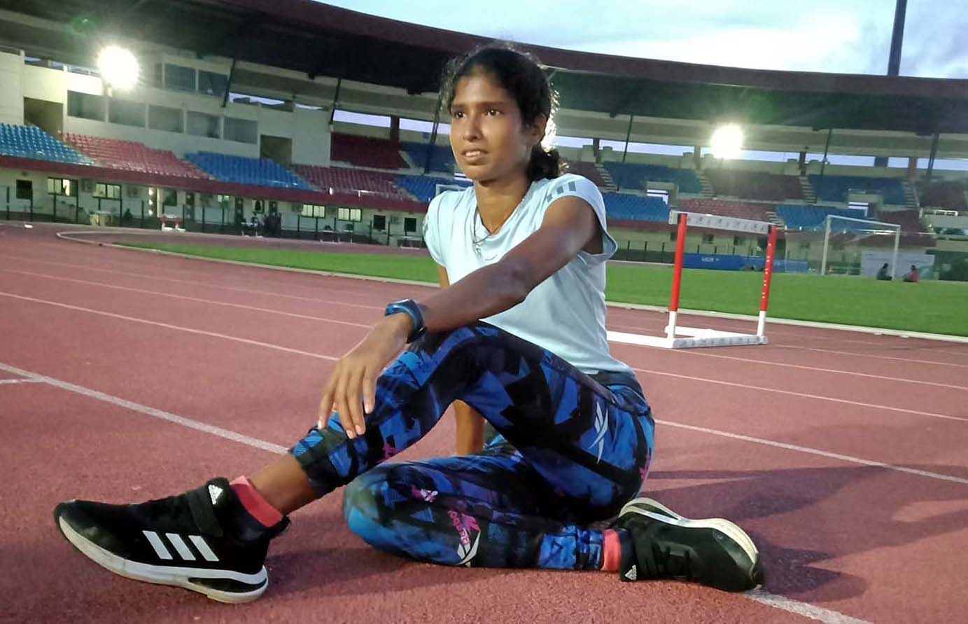 File photo of Odisha woman middle-distance runner Namita Pradhan at Kalinga Stadium, Bhubanesar.