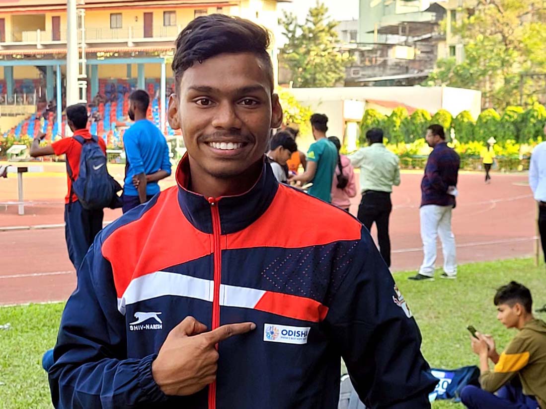 Odisha athlete Lalu Prasad Bhoi at the 37th National Junior Athletics Championship in Guwahati on 12 November 2022.