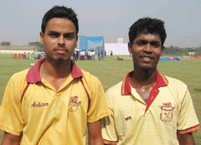 Orissa bowler Bibhudutta Panda and opening batsman Natraj Behera