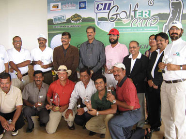 Prize winners at the closing function of the CII Eastern Region Golfer Cup Tournament in Bhubaneswar on Dec 20, 2008.