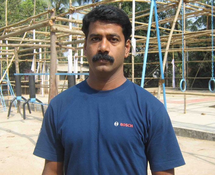 Karate practitioner-cum-coach Rajiv Singh in Bhubaneswar on Jan 15, 2009.