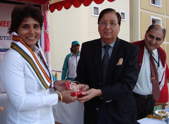 Olympian <b>Rachita Mistry </b>is felicitated at the closing function of the KIIT Annual Athletic Meet in Bhubaneswar on January 17, 2009.