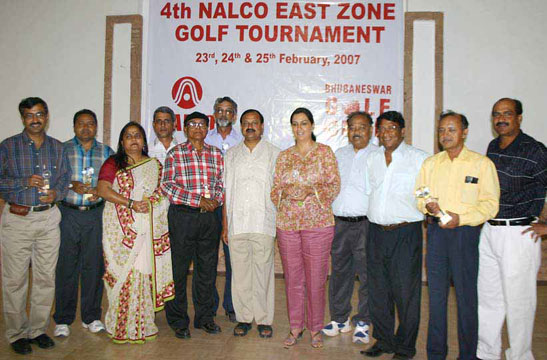 Prize-winners and guests at the closing function of the 4th Nalco East Zone Golf Tournament at BGC Course, Bhubaneswar on Feb 25, 2007.