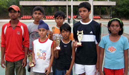 Prize winners of the City Children`s Summer Tennis Tournament in Bhubaneswar on April 12, 2009.
