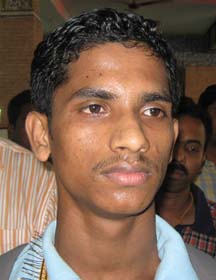 Youth international volleyball player <b>Rabindra Murudi</b> in Bhubaneswar on May 2, 2009.