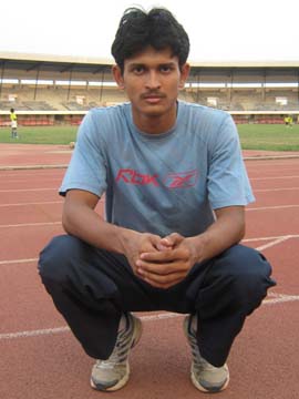 International sprinter <b>Amiya Kumar Mallick</b> in Bhubaneswar on <b>June 4, 2009.
