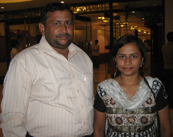 Orissa chess player <b>Aparajita Gochhikar</b> with her father <b>Ramanarayan Gochhikar</b> in Bhubaneswar on June 10th, 2009