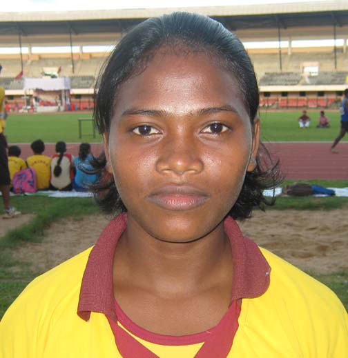 Orissa athlete <b>Susma Toppo </b>in Bhubaneswar on <b>August 17, 2009.