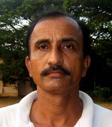Orissa volleyball player turned coach <b>Amiya Kumar Mishra </b>in Bhubaneswar on <b>September 11, 2009.