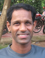 Orissa basketball player <b>Prahallad Behera</b> in Bhubaneswar on <b>Sept 18, 2009.