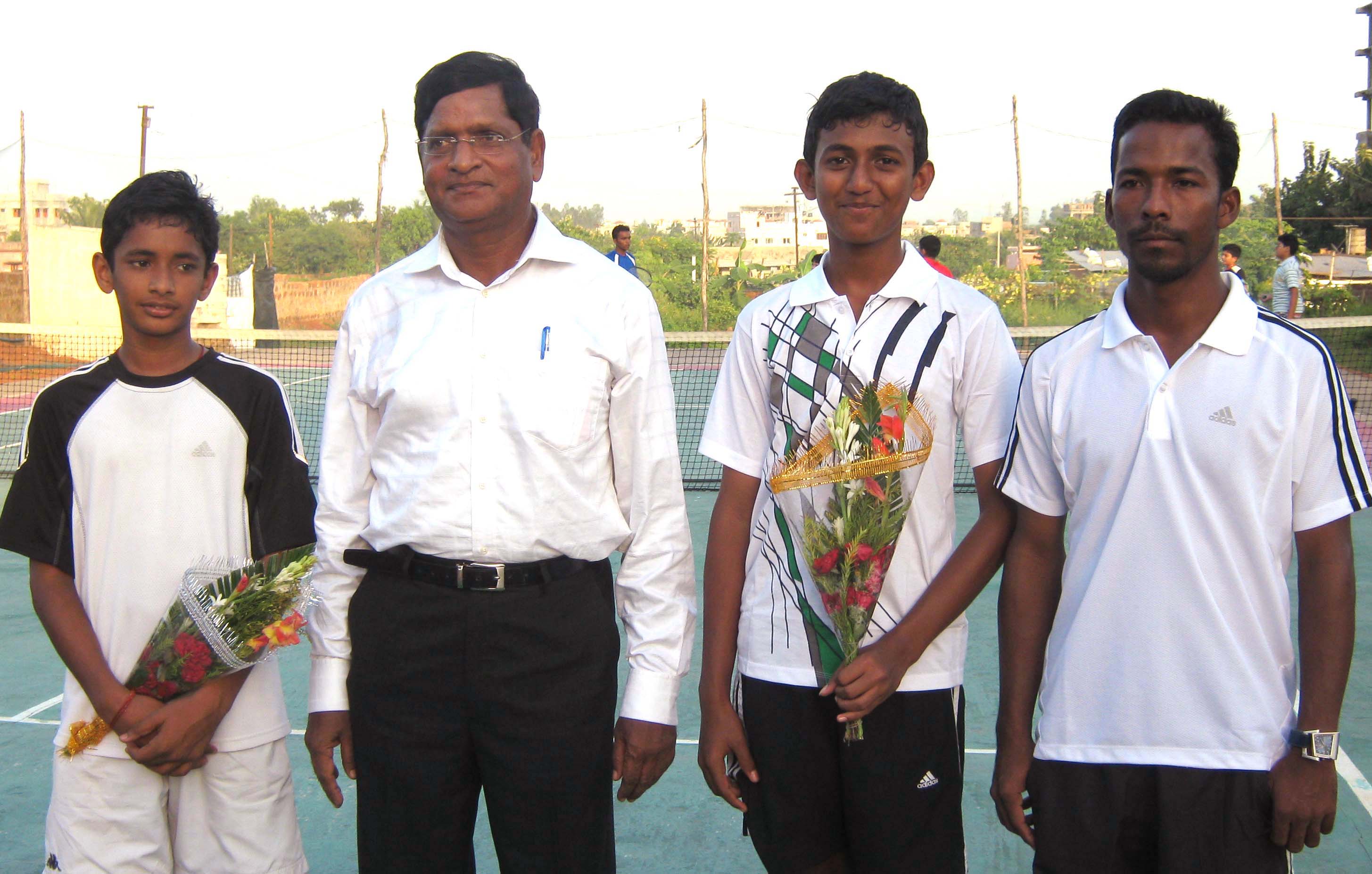Shakti Ray, P K Patnaik, Adwithiya Patnaik and Santosh Mallik (L to R) at the launching function of Gurukul Tennis Academy in Bhubaneswar on <b>October 11, 2009.