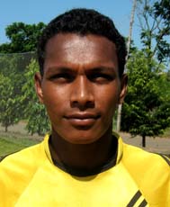 Orissa footballer <b>Santosh Nayak</b> in Bhubaneswar on <b>Oct 12, 2009.