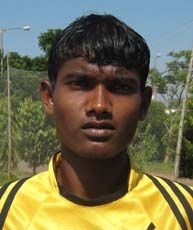 Orissa footballer <b>Sankho Marandi</b> in Bhubaneswar on <b>Oct 12, 2009.