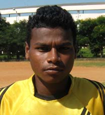Orissa footballer <b>Prasant Nayak</b> in Bhubaneswar on <b>Oct 12, 2009.