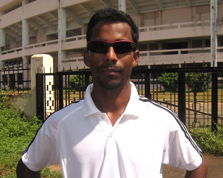 Tennis coach <b>Santosh Kumar Mallik</b> in Bhubaneswar on <b>Oct 12, 2009.
