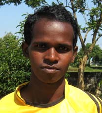 Orissa footballer <b>Prakash Majhi </b>in Bhubaneswar on <b>Oct 12, 2009.