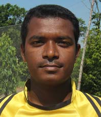 Orissa footballer <b>Bidyadhar Hembram </b>in Bhubaneswar on <b>Oct 12, 2009.