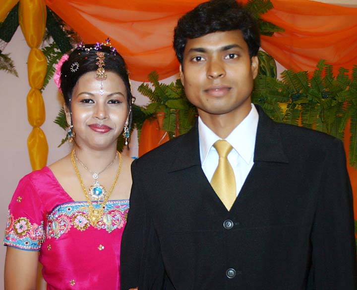 Hockey Olympian Dilip Tirkey with his wife Meera on the occasion of their marriage on <b>Feb 6, 2006.