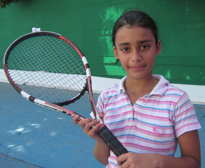 Orissa tennis player <b>Tanamayee Pattnaik </b>at the AITA Talent Series Tennis Tournament in Bhubaneswar on <b>Nov 11, 2009.