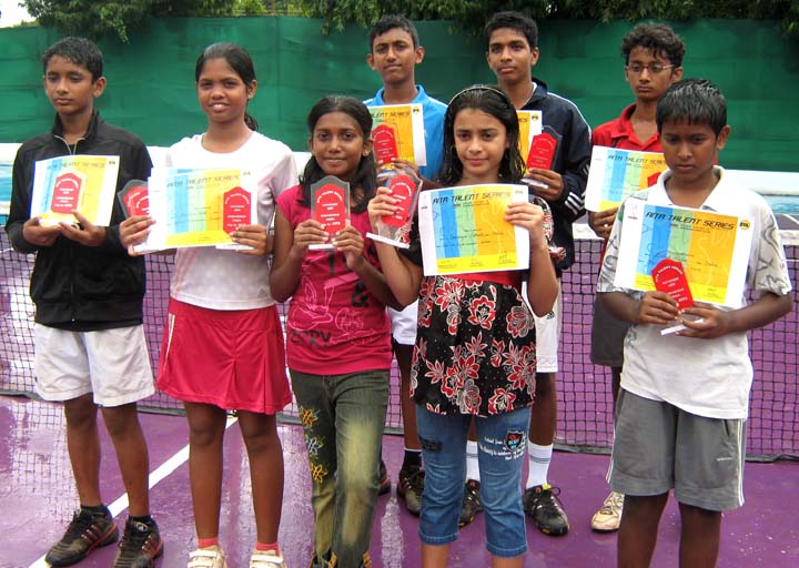 Title winners of the KDTA-AITA Talent Series Tennis Tournament at Bhubaneswar Club in Bhubaneswar on <b>Nov 12, 2009.