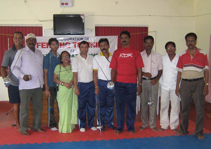 Officials and coaches at the launching of fencing training centre at Utkal Karate School in Bhubaneswar on <b>Nov 15, 2009.