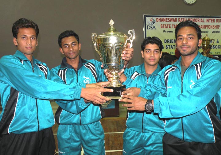 Members of the title winnin Cuttack men`s team at the Inter-District & State Table Tennis Championship in Tangi on <b>Nov 30, 2009.
