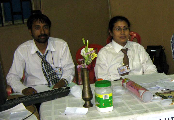 Chief referee Rita Dash (R) and her deputy B K Bag at the Indian Oil-TCS Cup All-Orissa Open Badminton Tournament in Bhubaneswar on <b>Dec 12, 2009.