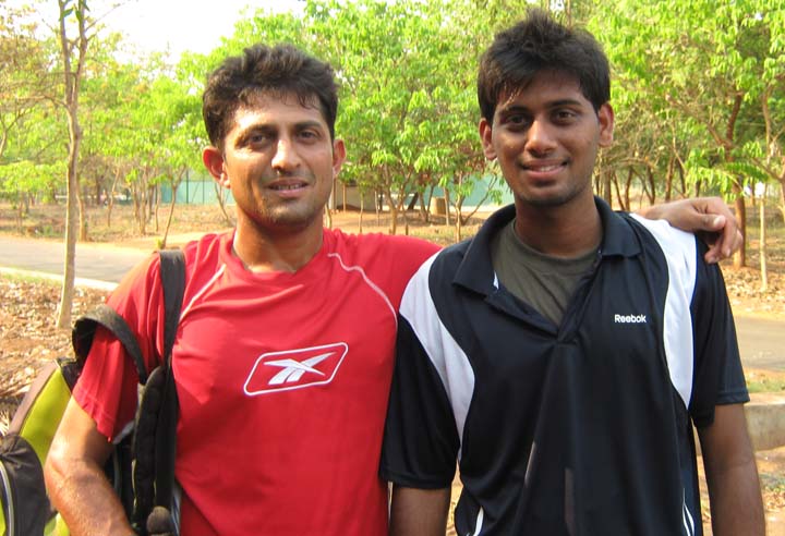 Orissa`s Vijay Avinandan (Right) with former Davis Cupper Nitin Kirtane in Bhubaneswar on March 16, 2010.