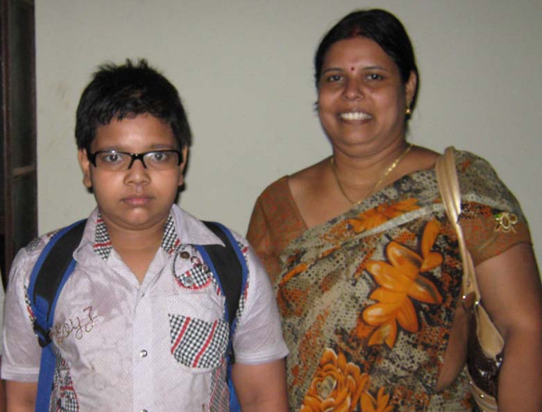 Chess player Soumen Amlan with his mother Gitanjali Mishra in Bhubaneswar on April 11, 2010.