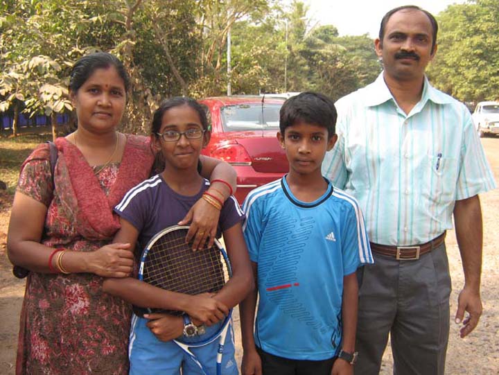 Orissa tennis players Shreya and Sourav Sahoo with their parents in Bhubaneswar in 2009.