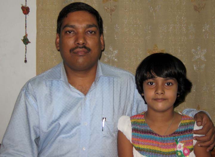 Orissa chess player Saina Salonika with her father Ganeswar Jena in Bhubaneswar on July 1, 2010.