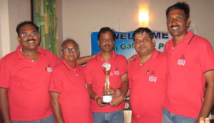 Orissa IGU gateball team poses in Bhubaneswar on July 11, 2010 after winning bronze medal in Australia.